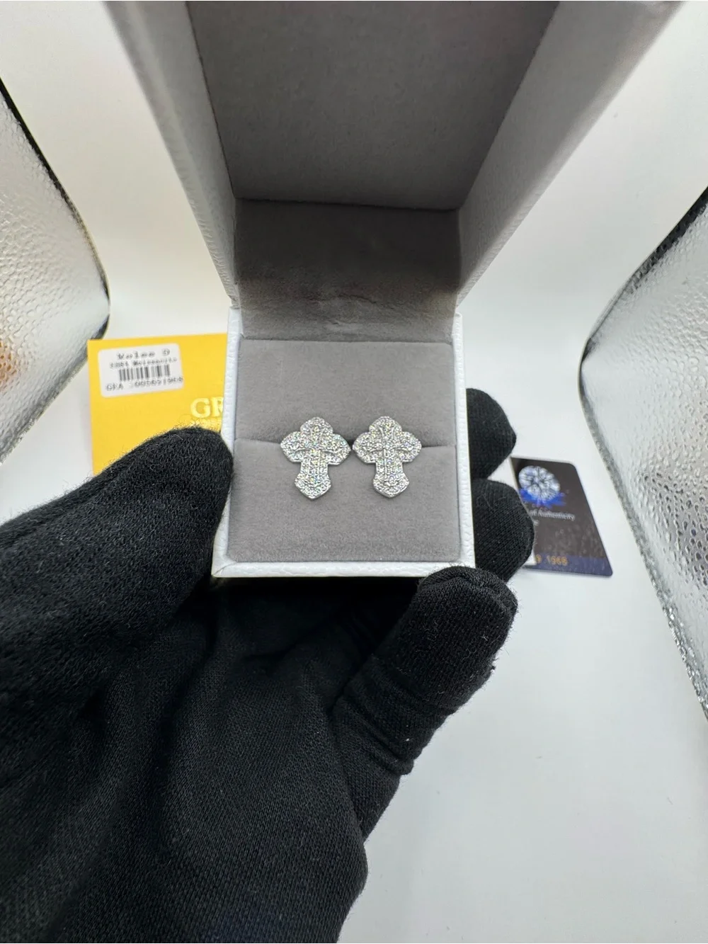 S925 silver moissanite earrings VVS1 GRA certified cross shape